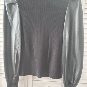 Anthropologie Black Ribbed Knit Sweater Top